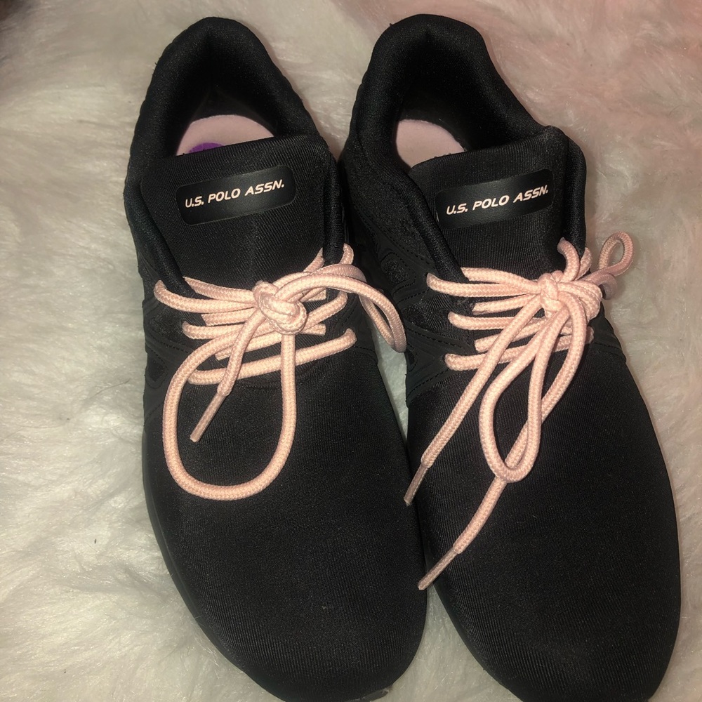 US polo assn pink and black tennis shoes
